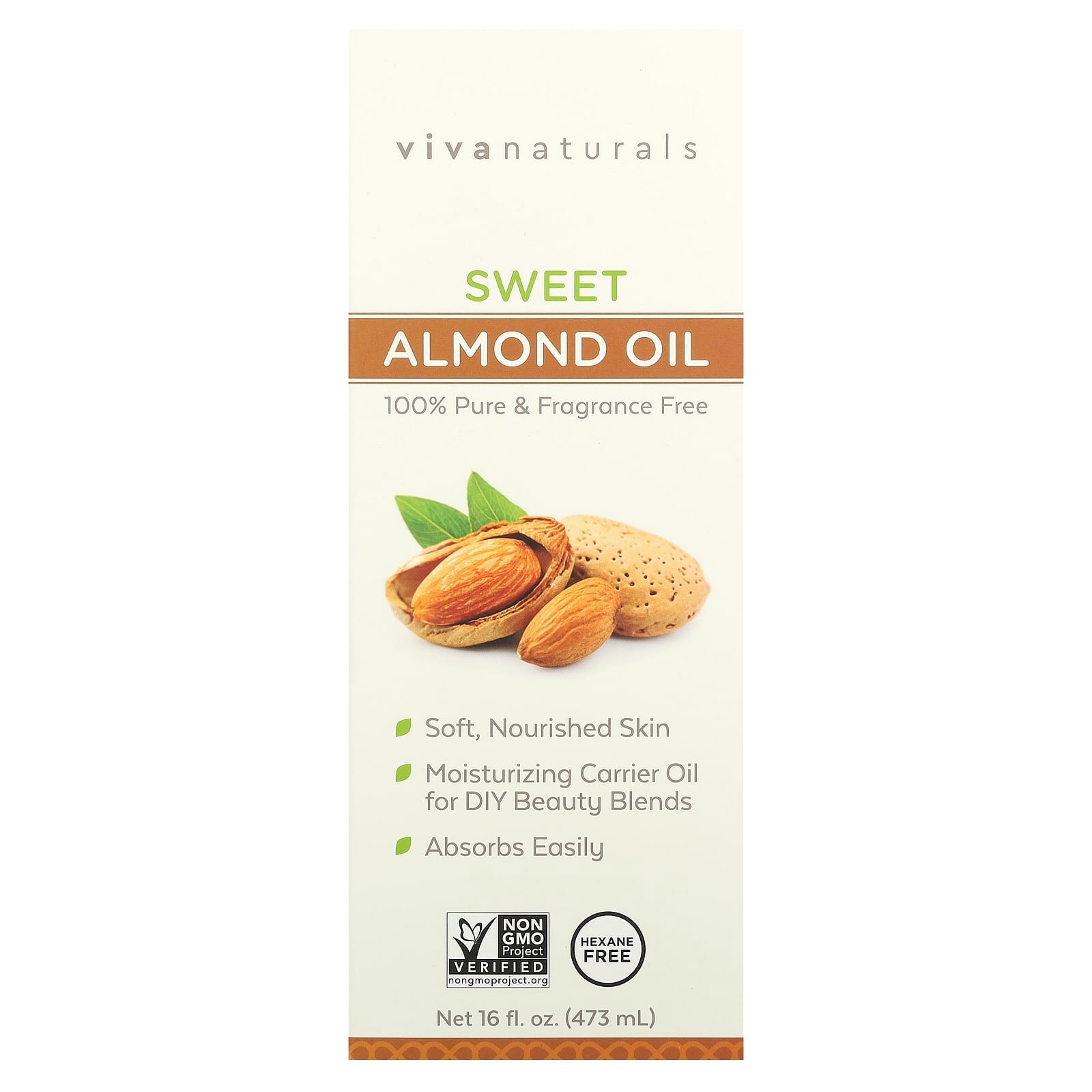 Viva Naturals, Sweet Almond Oil, 16 fl oz (473 ml) - Image 2