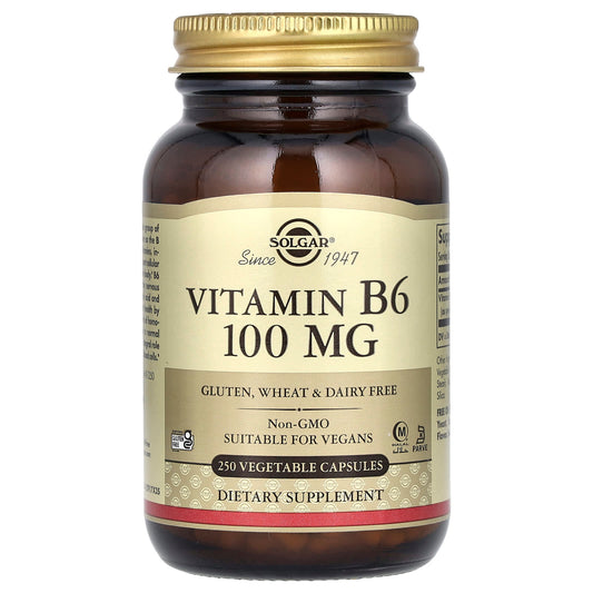 Solgar, Vitamin B6, 100 mg, 250 Vegetable Capsules - Image 1