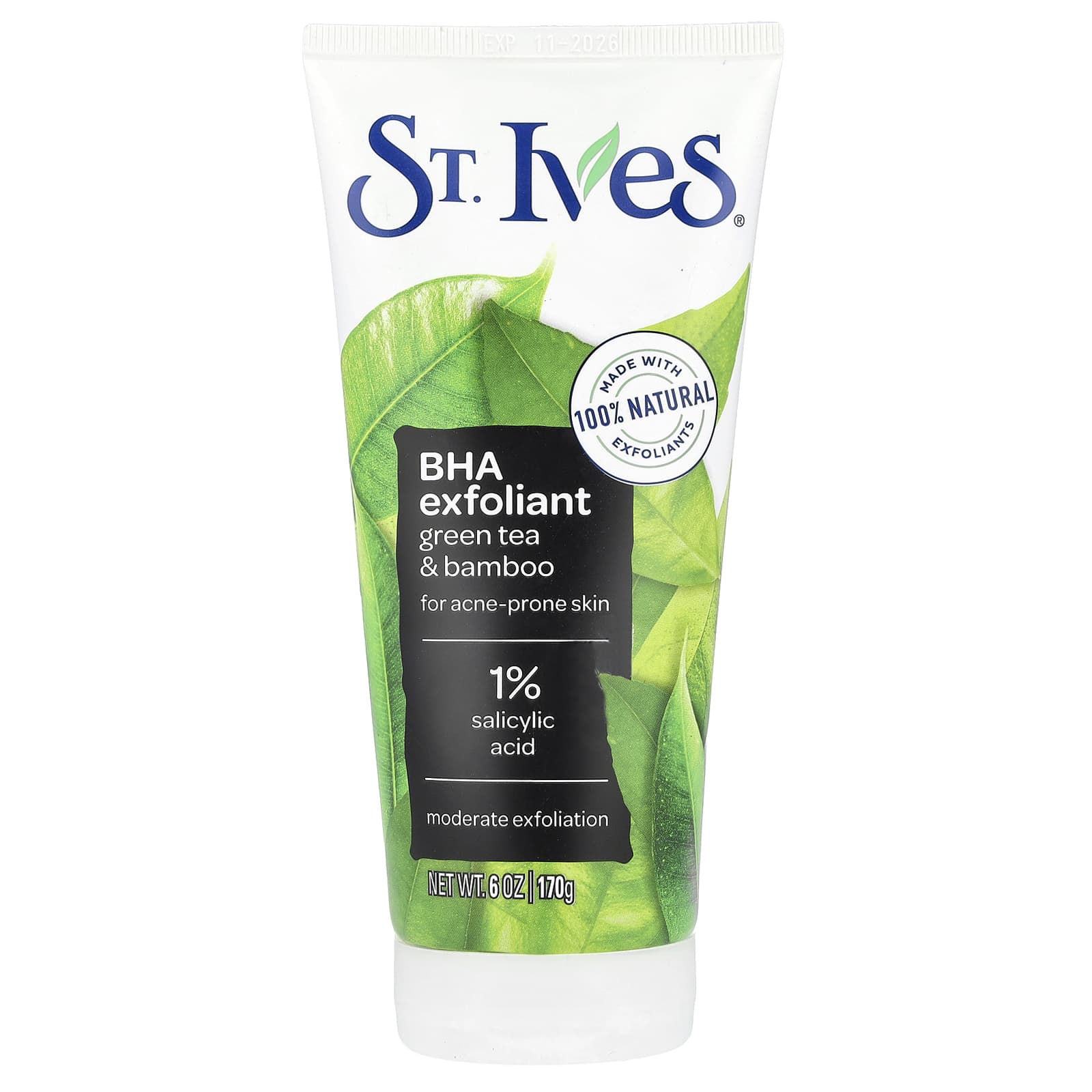 St. Ives, BHA Exfoliant, Green Tea & Bamboo, For Acne-Prone Skin, 6 oz (170 g) - Image 1