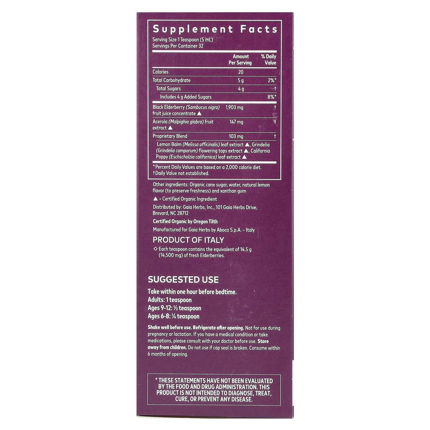 Organic Black Elderberry Syrup - Nighttime Immune Support - 5.4 fl oz - Image 2