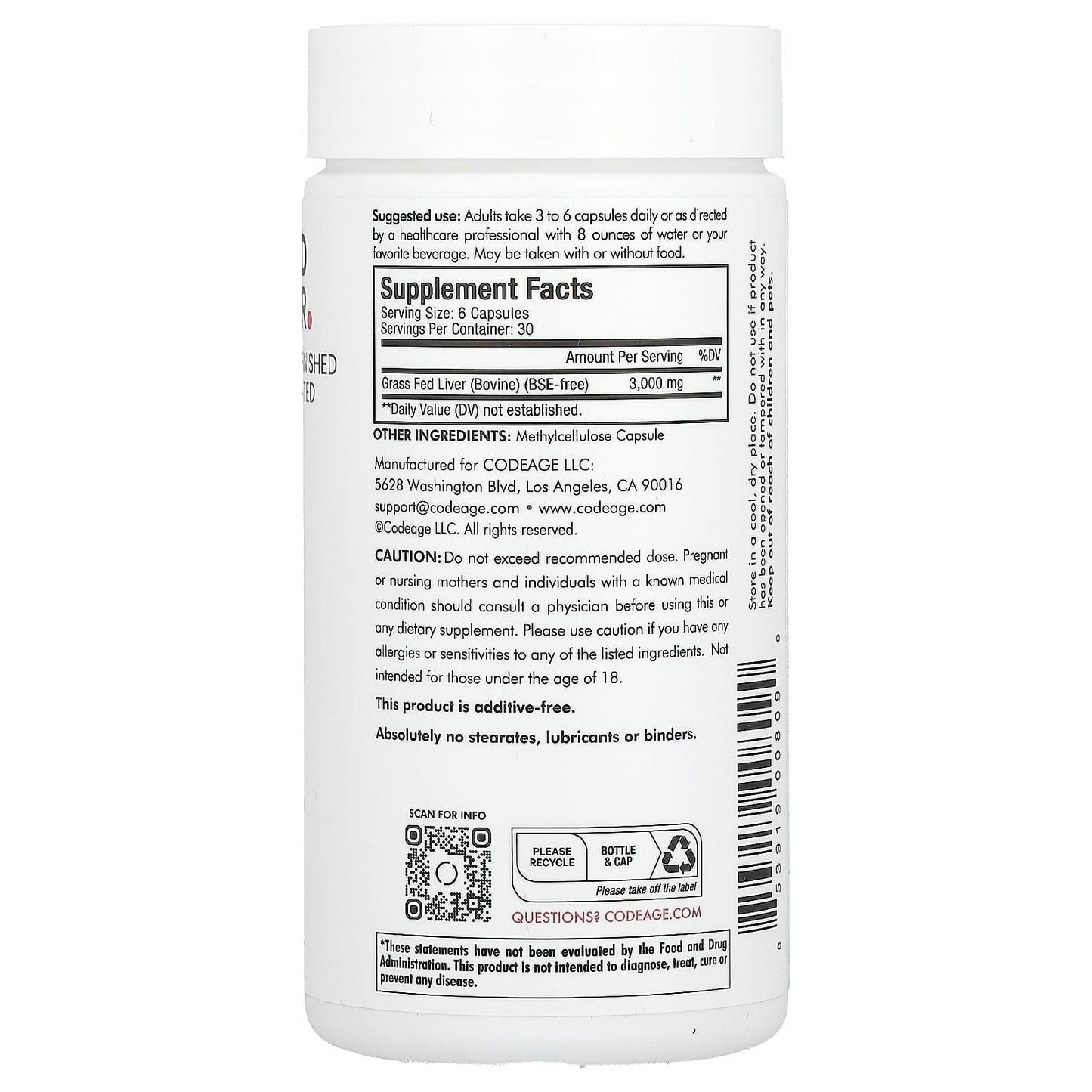 Grass-Fed Beef Liver Capsules by CodeAge - Nature's Multivitamin - Image 2