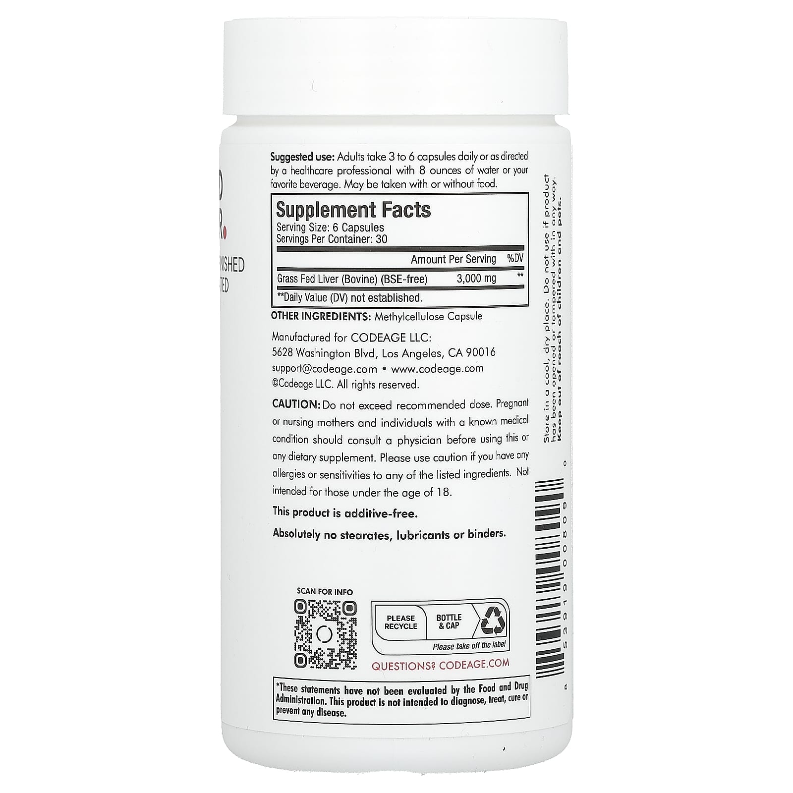 Grass-Fed Beef Liver Capsules by CodeAge - Nature's Multivitamin - Image 2