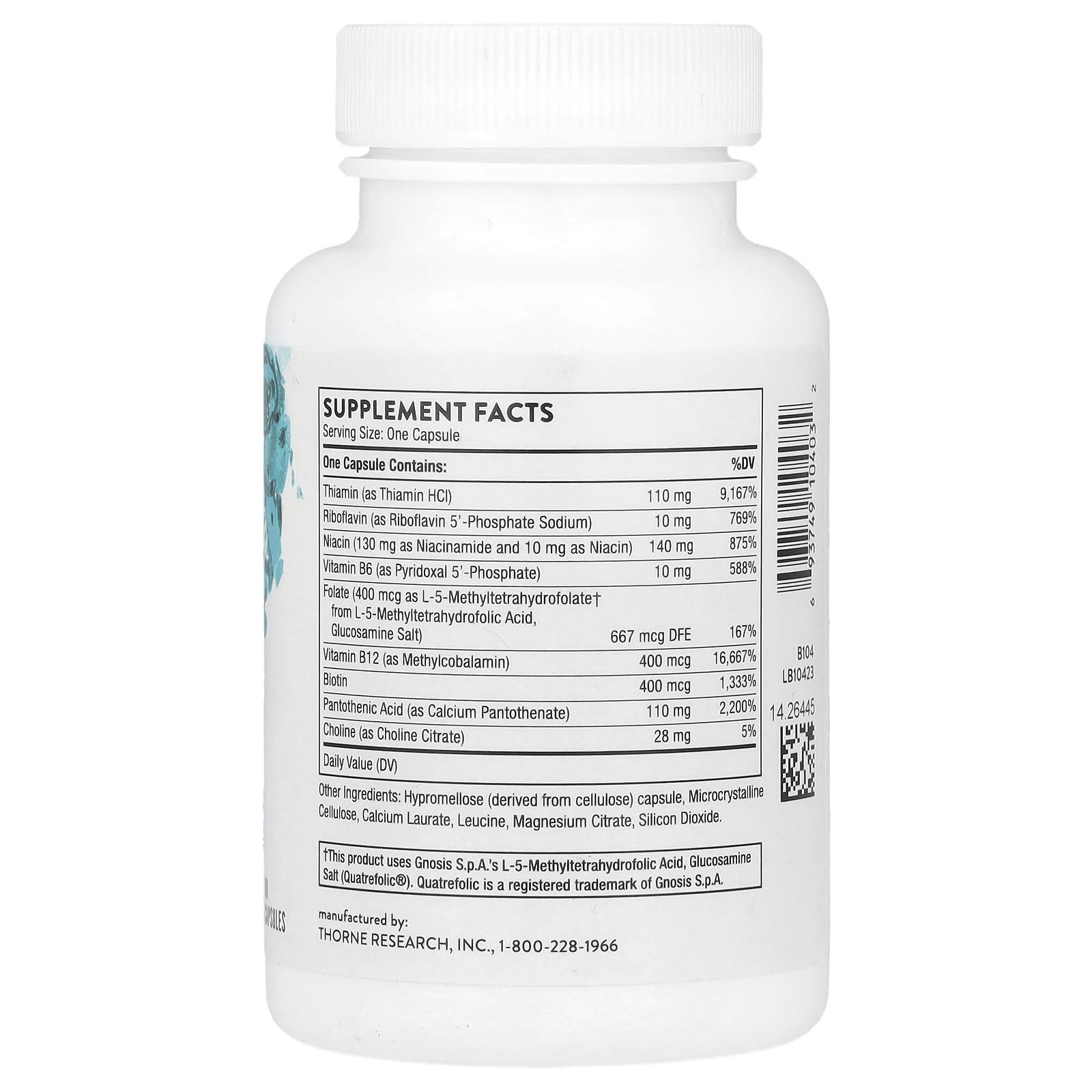 Thorne, Basic B Complex, 60 Capsules - Image 2