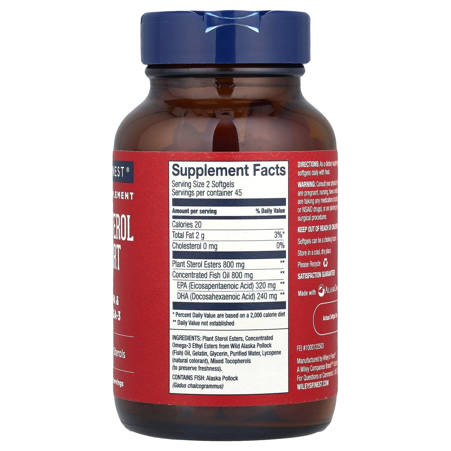 Wiley's Finest, Cholesterol Support, 90 Softgels - Image 2