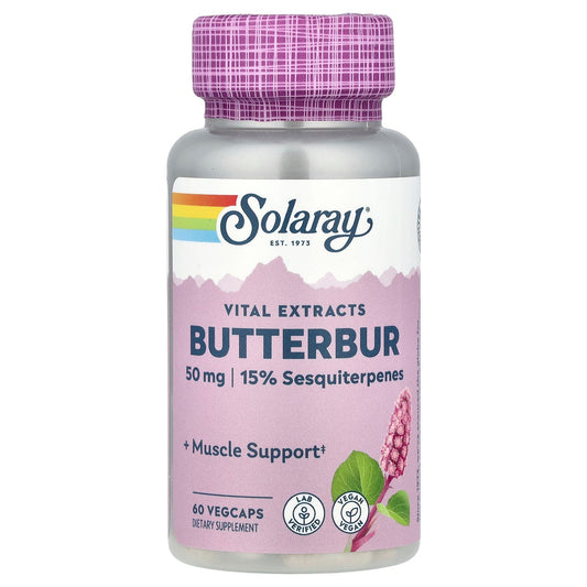 Solaray, Vital Extracts, Butterbur, 50 mg, 60 VegCaps - Image 1