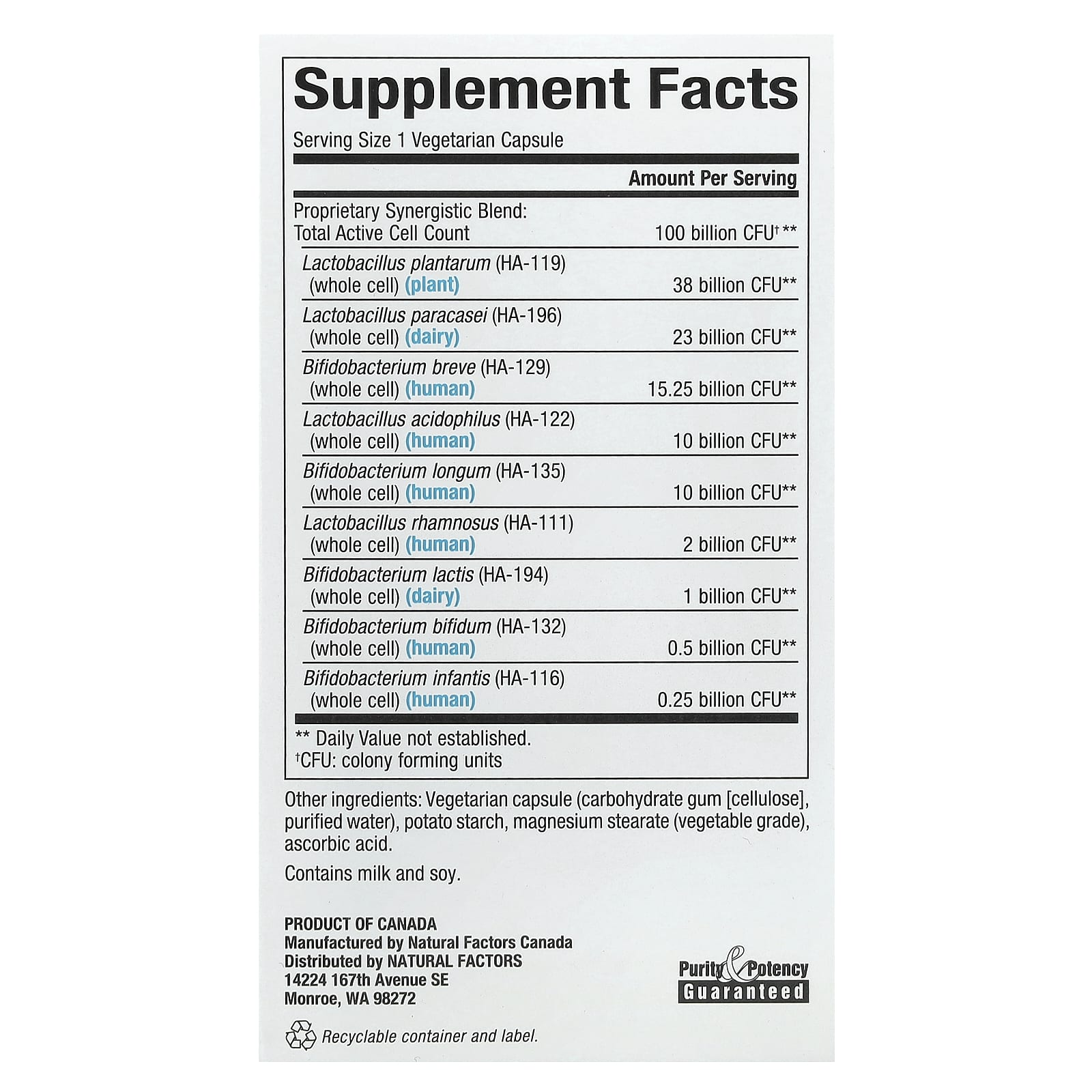 Natural Factors, Ultimate Probiotic, Critical Care, 100 Billion CFU, 30 Vegetarian Capsules - Image 2