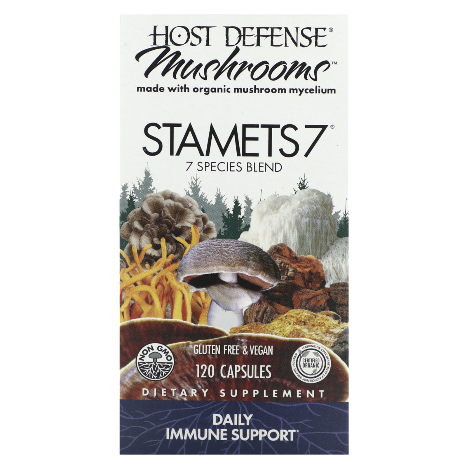 Daily Immune Support with Host Defense STAMETS 7 120 Capsules - Image 1