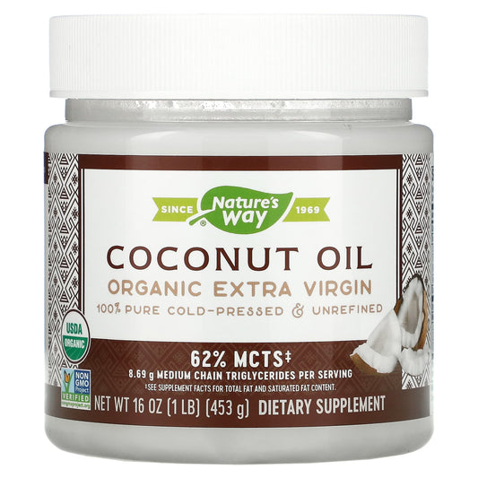 Nature's Way, Organic Coconut Oil, Extra Virgin, 16 oz (453 g) - Image 1