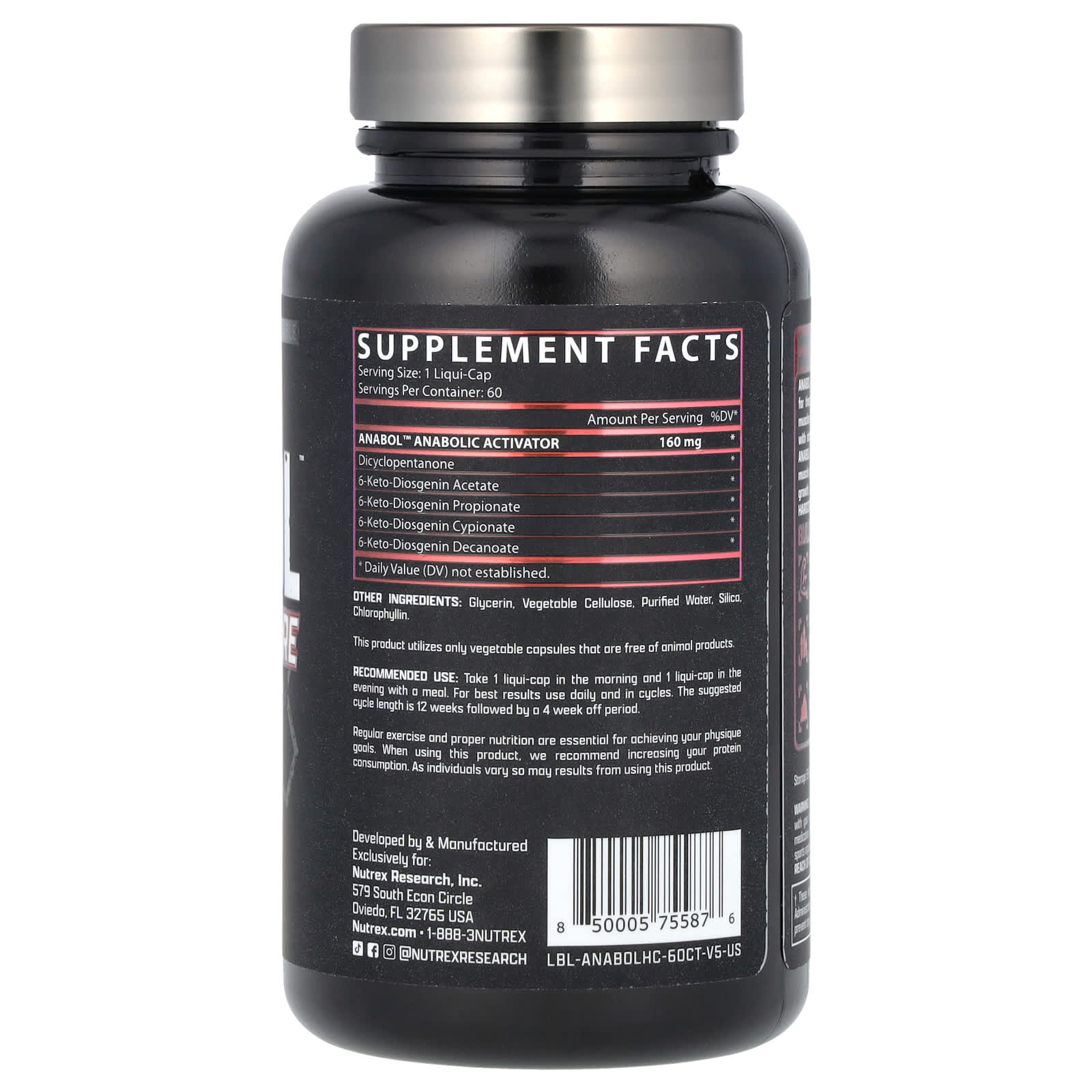 Nutrex Research, Anabol Hardcore, 160 mg, 60 Liqui-Caps - Image 2