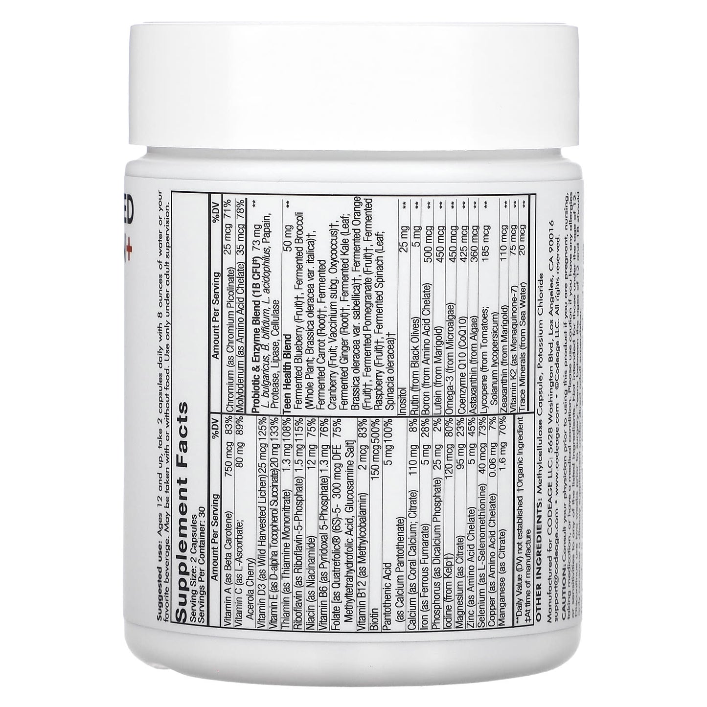 CodeAge Teen Fermented Multivitamin+, Ultimate Health Support for Teens - Image 2