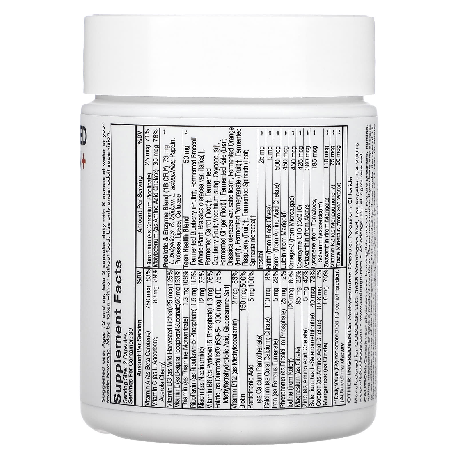 CodeAge Teen Fermented Multivitamin+, Ultimate Health Support for Teens - Image 2