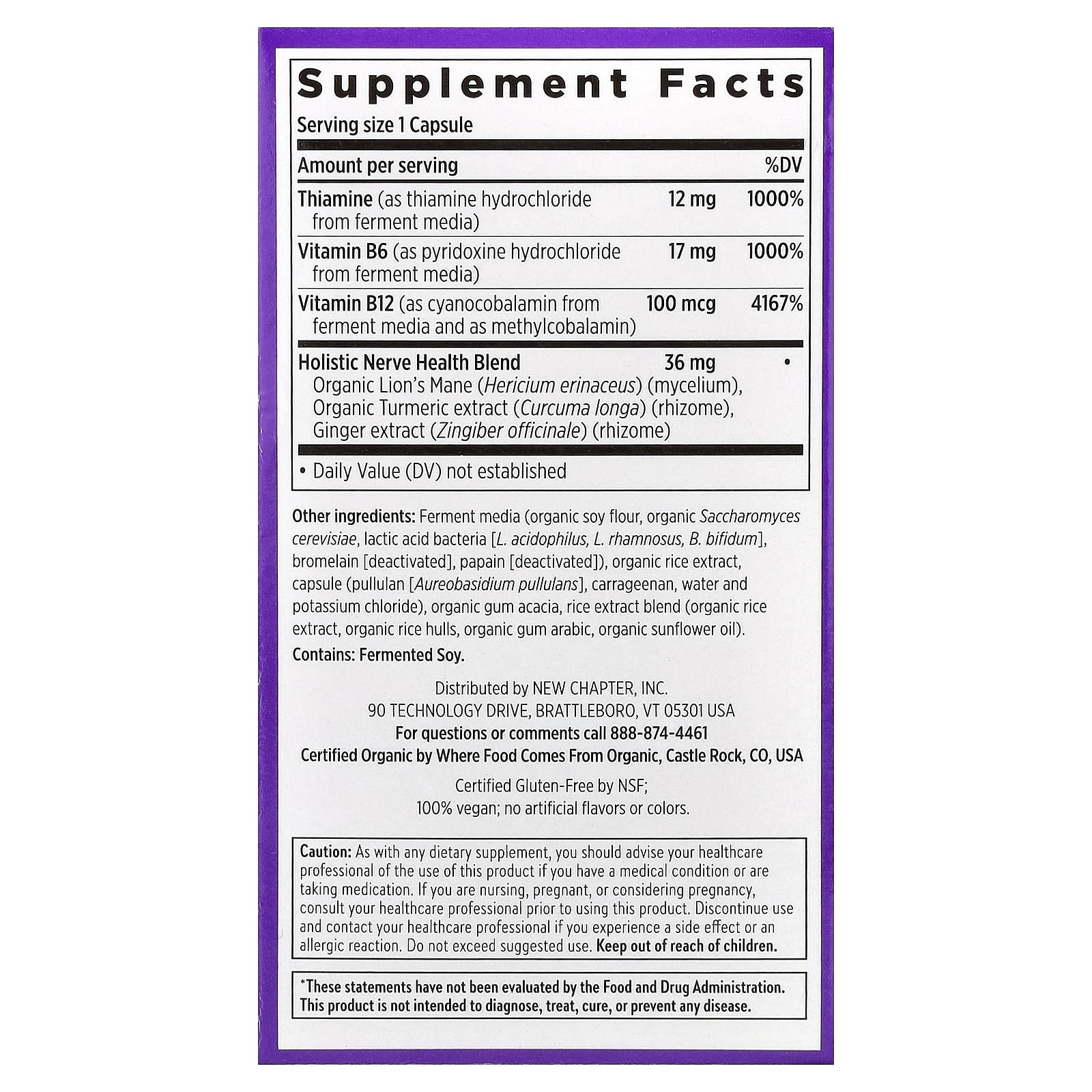 New Chapter, Holistic Nerve Health, 30 Capsules - Image 2