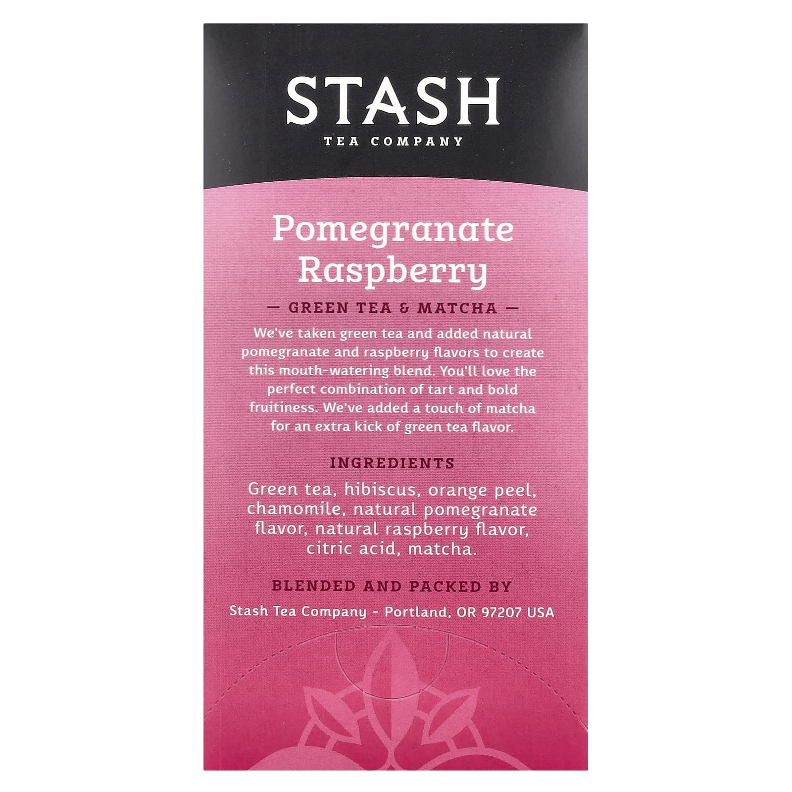 Stash Tea, Green Tea & Matcha, Pomegranate Raspberry, 18 Tea Bags, 1.2 oz (36 g) - Image 2