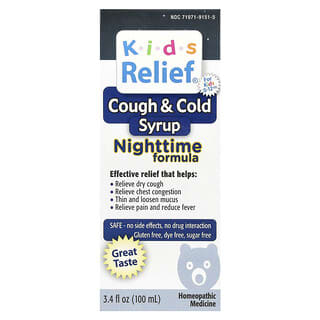 Homeolab USA Kids Relief Cough & Cold Syrup - Nighttime Formula for Kids 0-12 Yr