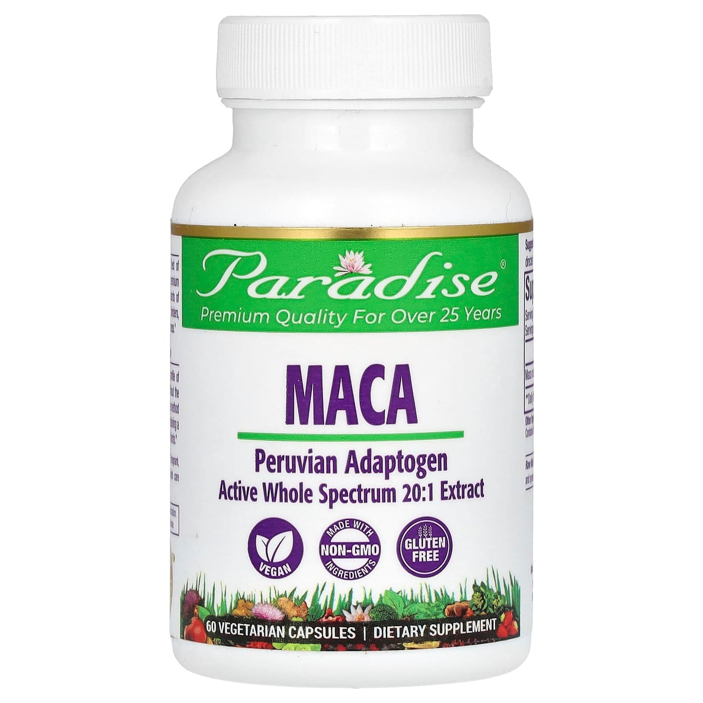Paradise Herbs, Maca, 60 Vegetarian Capsules (250 mg per Capsule) - Image 1