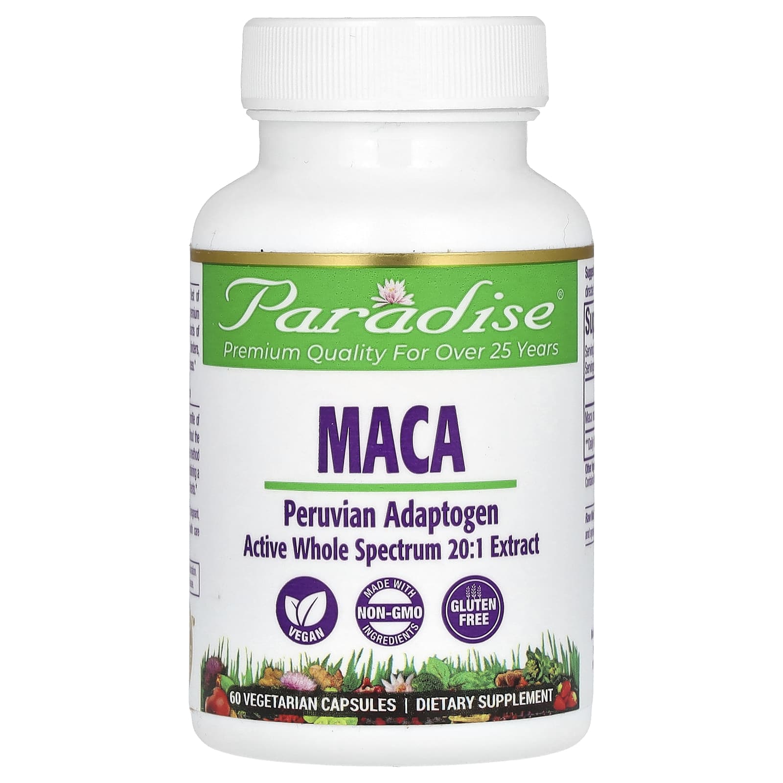 Paradise Herbs, Maca, 60 Vegetarian Capsules (250 mg per Capsule) - Image 1