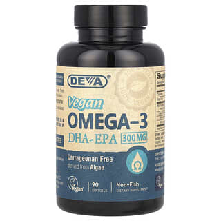 Deva Vegan Omega-3, DHA-EPA 300mg Softgels, 100% Vegetarian