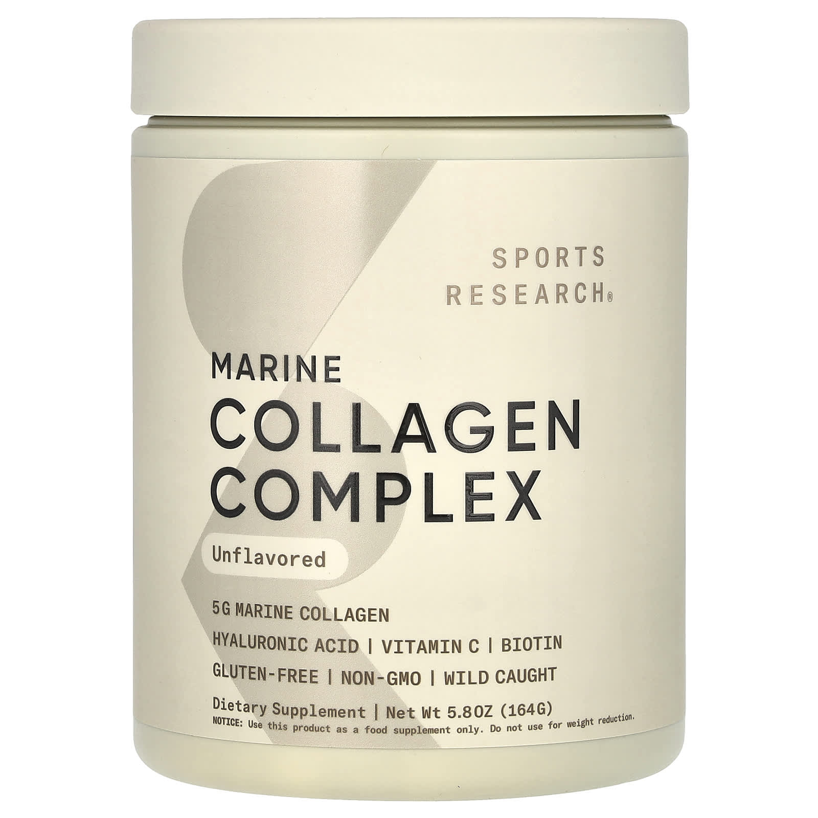 Sports Research, Marine Collagen Complex, Unflavored, 5.8 oz (164 g) - Image 1