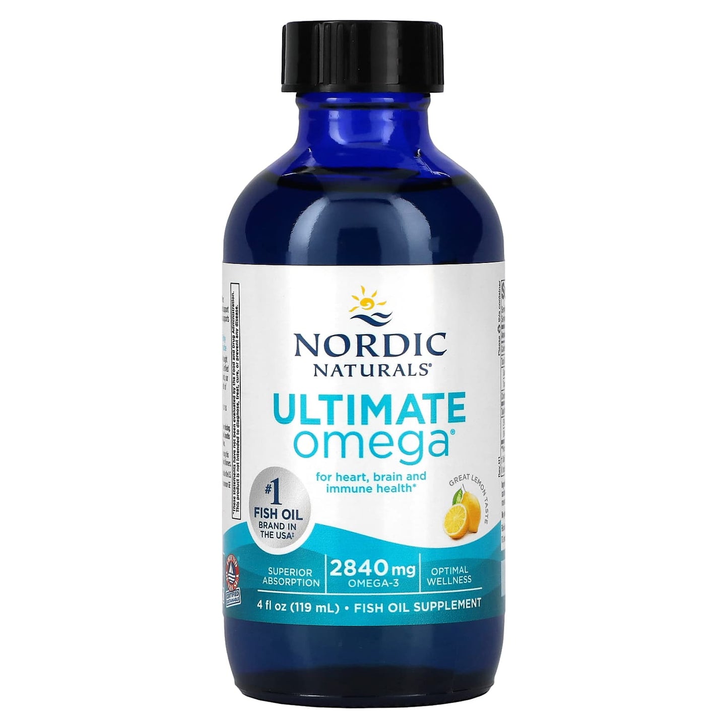 Nordic Naturals, Ultimate Omega, Lemon, 2,840 mg, 4 fl oz (119 ml) - Image 1