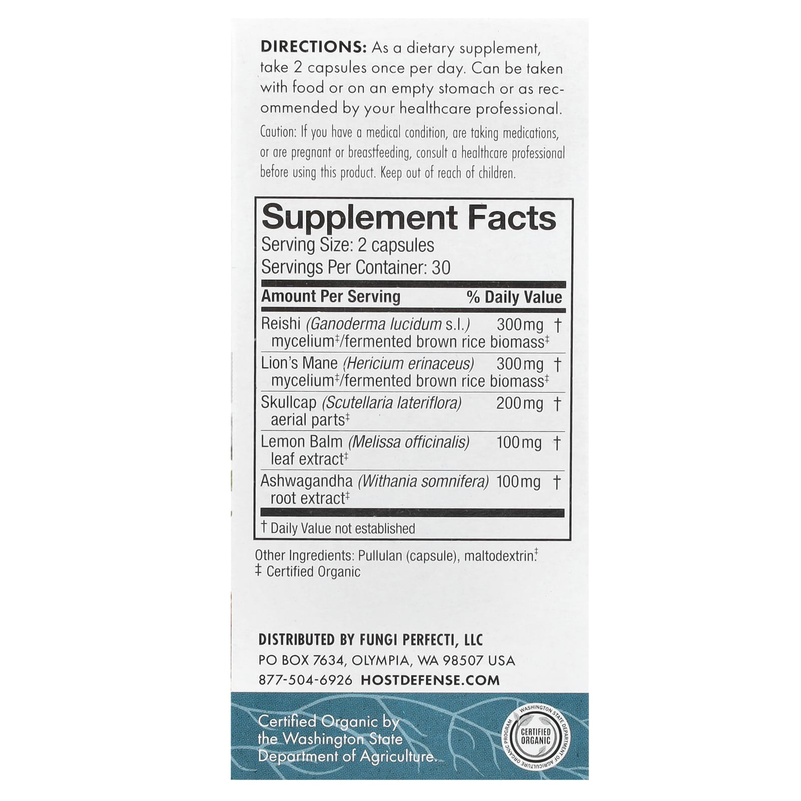 Stress Relief with Organic Mushrooms & Herbs - 60 Capsules by Host Defense - Image 2