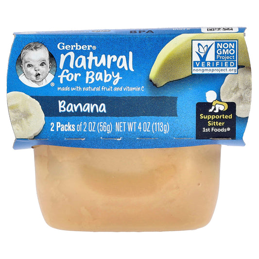 Gerber Natural 1st Foods Banana, 2 Pack, 2 oz Each - No Additives - Image 1