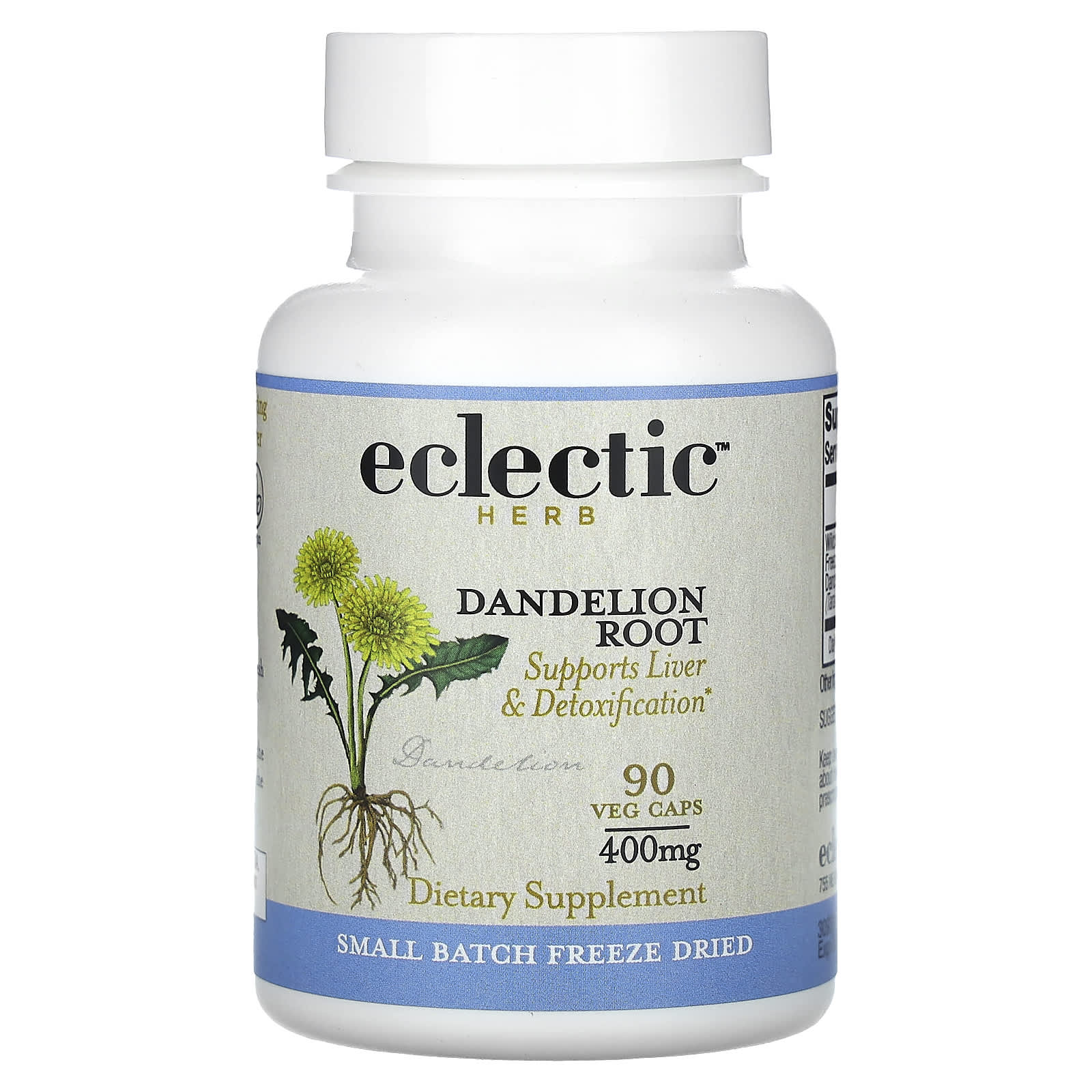 Dandelion Root 400mg, Vegan, Gluten Free, Freeze Dried Capsules by Eclectic Herb - Image 1
