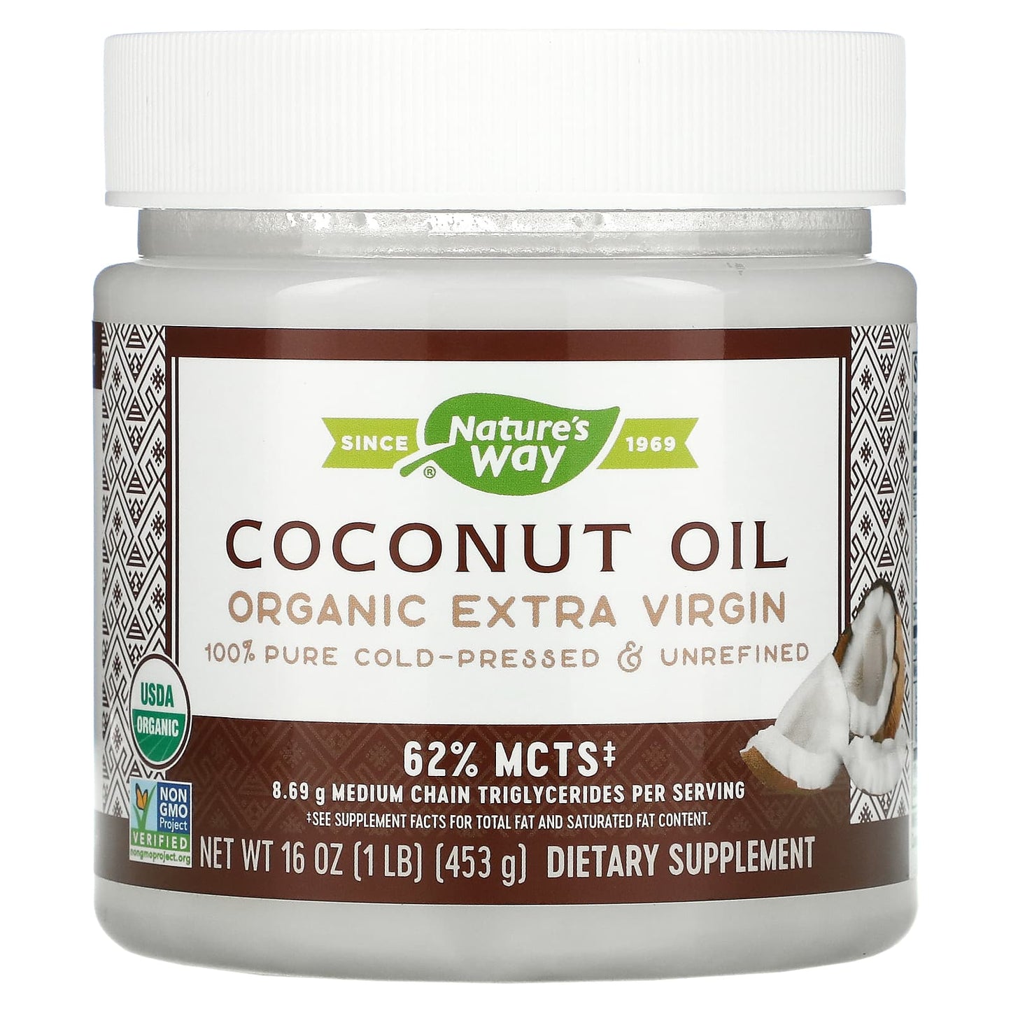 Nature's Way, Organic Coconut Oil, Extra Virgin, 16 oz (453 g) - Image 1