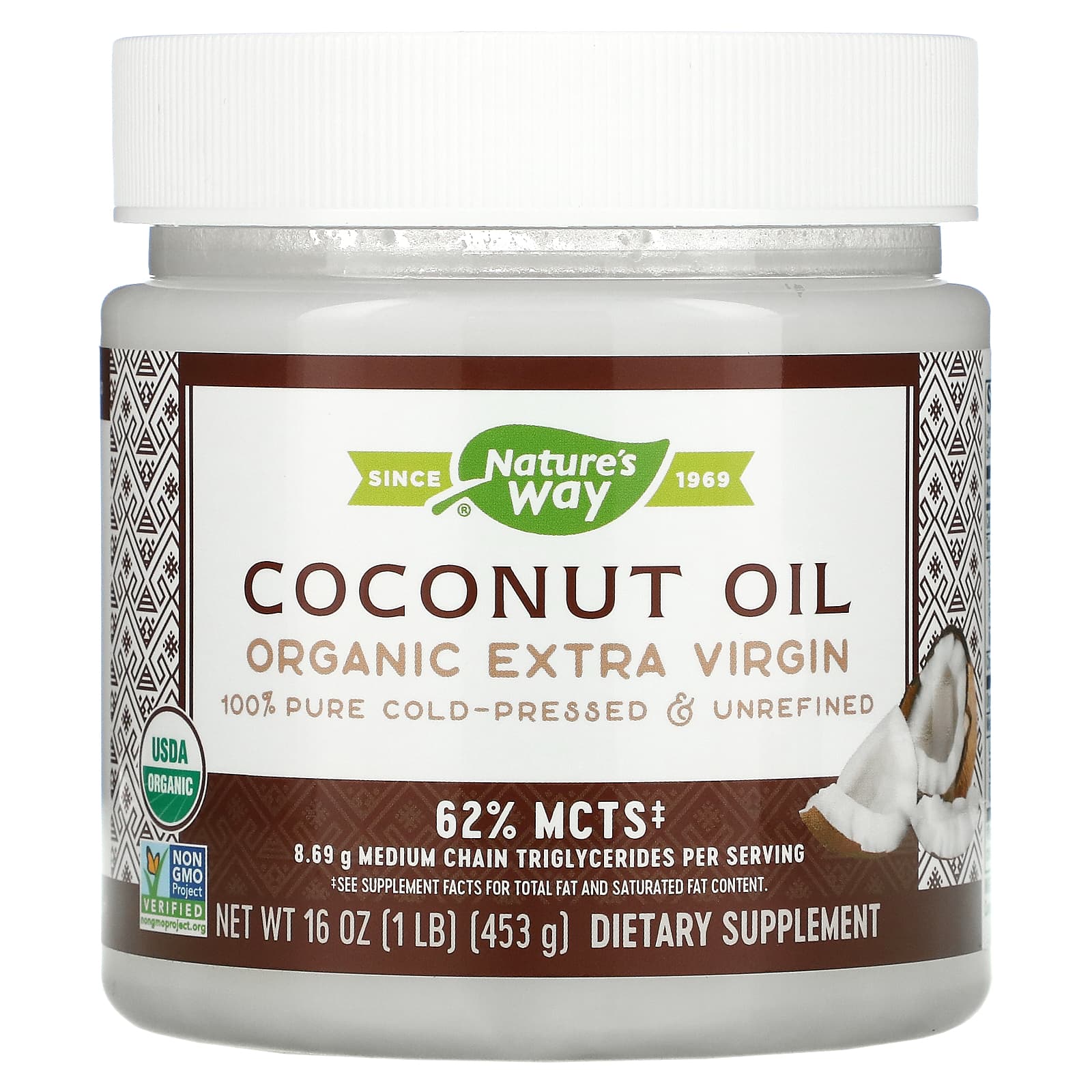 Nature's Way, Organic Coconut Oil, Extra Virgin, 16 oz (453 g) - Image 1