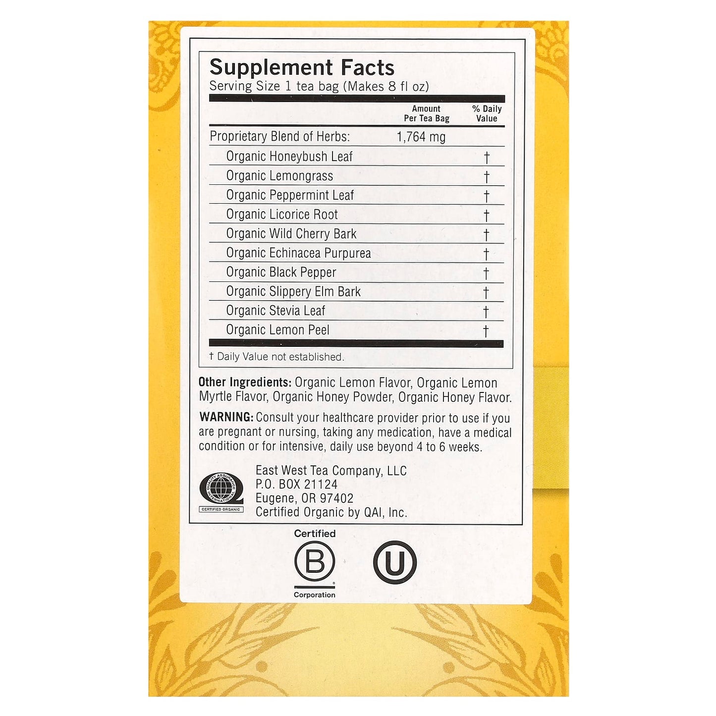 Yogi Tea, Throat Comfort®, Honey Lemon, Caffeine Free, 16 Tea Bags, 1.12 oz (32 g) - Image 2