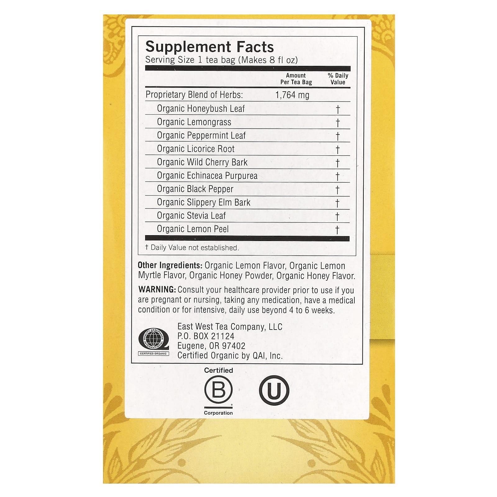 Yogi Tea, Throat Comfort®, Honey Lemon, Caffeine Free, 16 Tea Bags, 1.12 oz (32 g) - Image 2