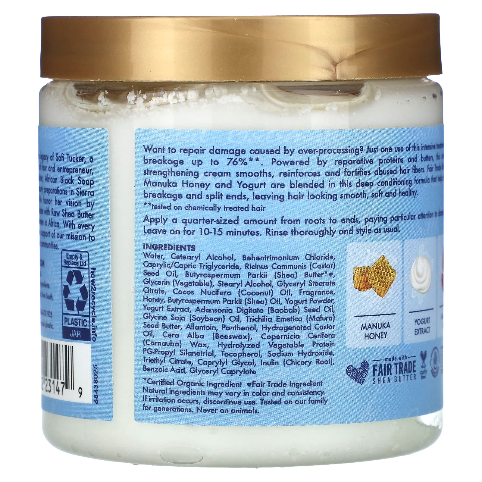 SheaMoisture, Manuka Honey & Yogurt, Hydrate + Repair Protein Power Treatment,  8 fl oz (237 ml) - Image 2