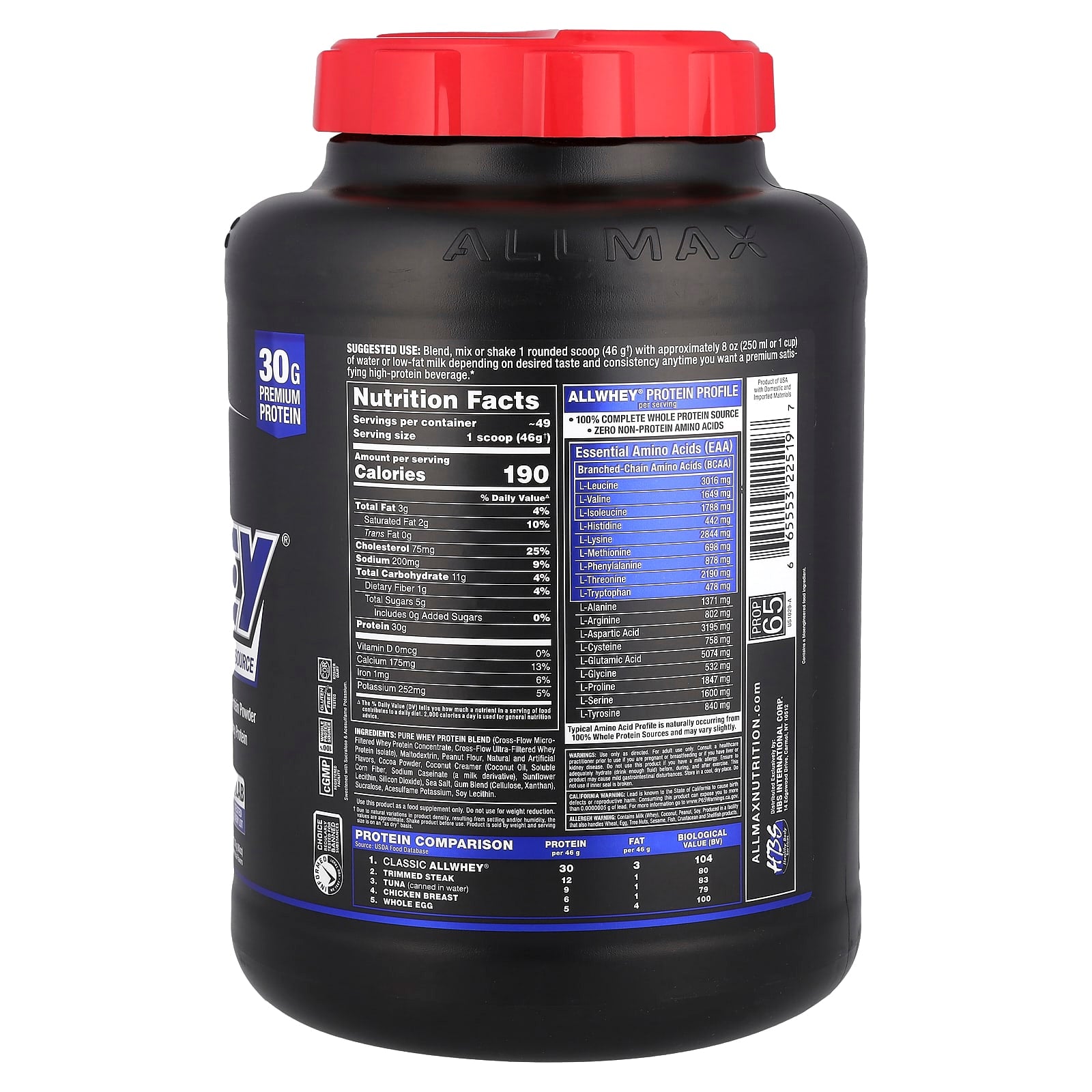 ALLMAX Classic AllWhey 100% Whey Protein, 30g Protein, Chocolate Peanut Butter - Image 2