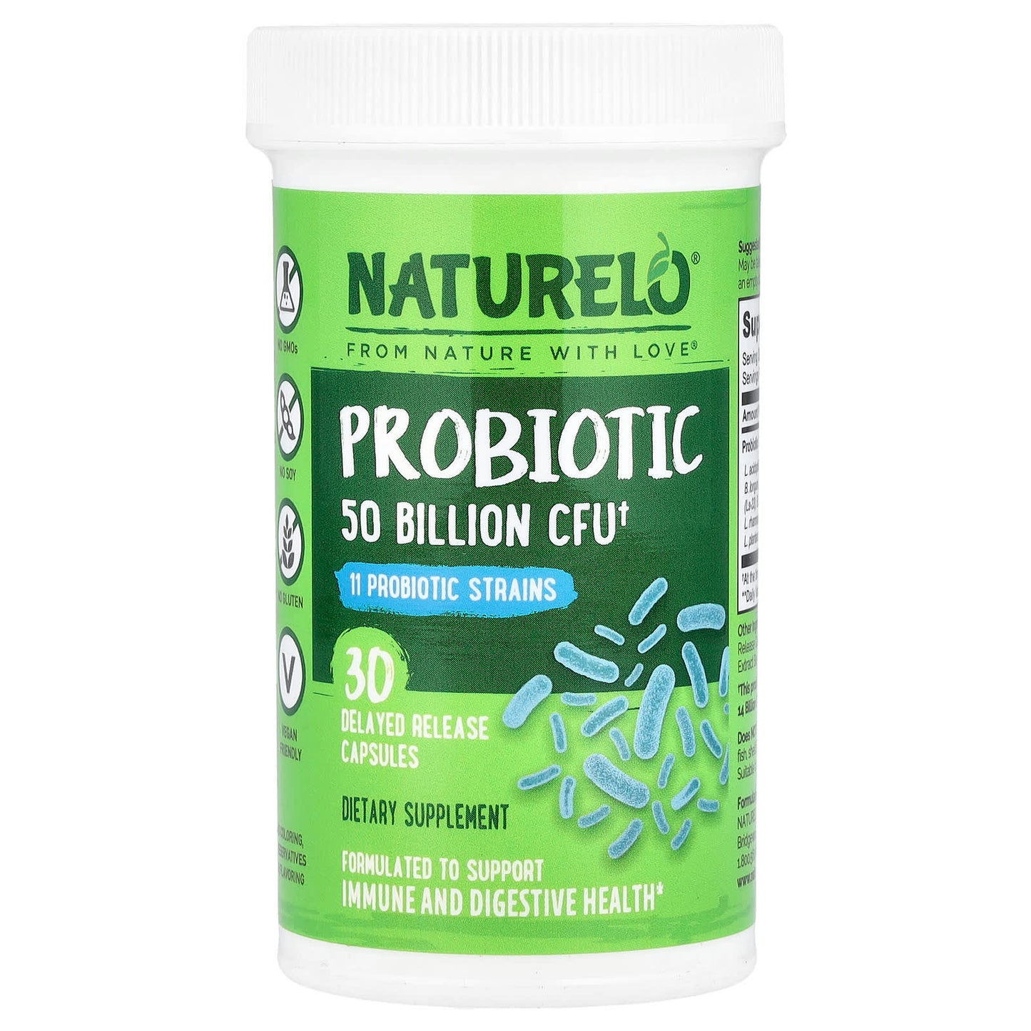 NATURELO, Probiotic, 50 Billion CFU, 30 Delayed Release Capsules - Image 1