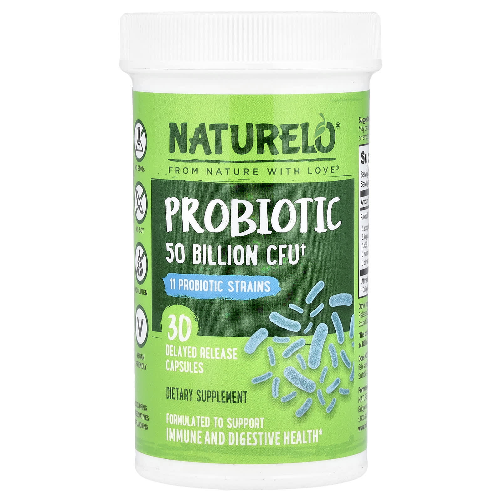 NATURELO, Probiotic, 50 Billion CFU, 30 Delayed Release Capsules - Image 1