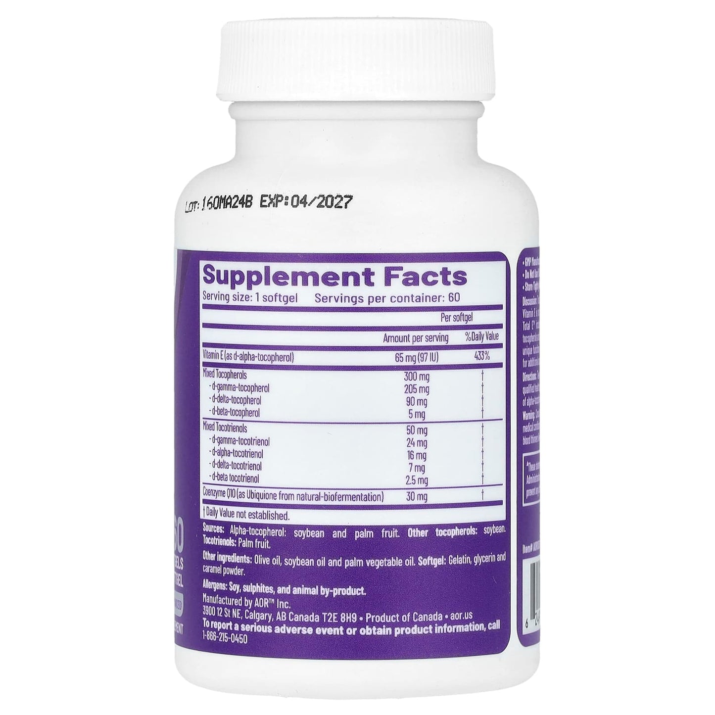 Total E Vitamin E Supplement by AOR - 60 Softgels - Image 2