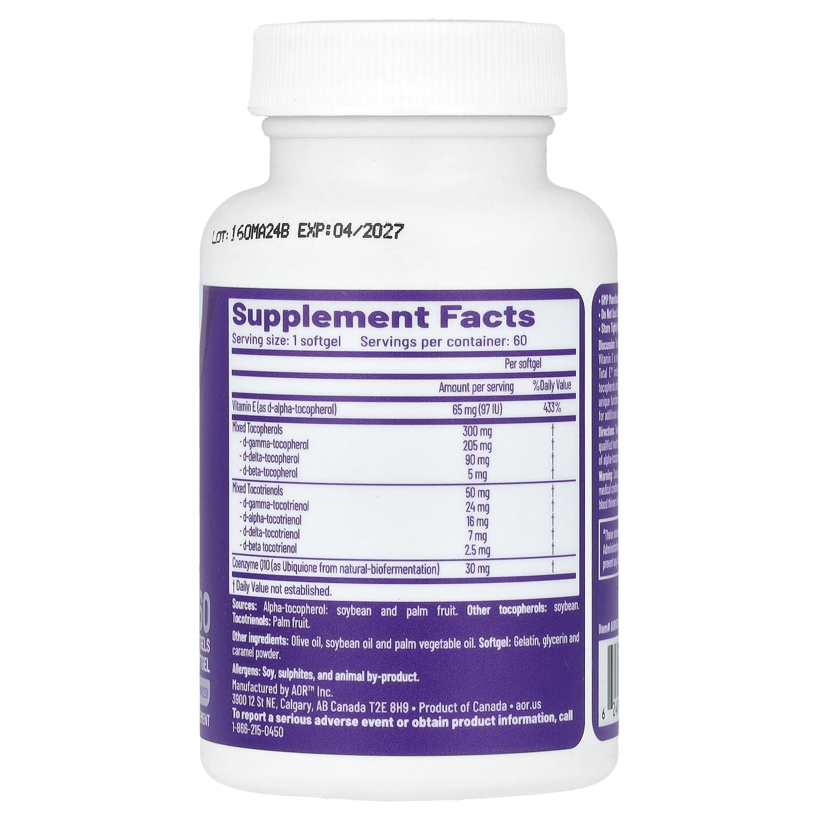Total E Vitamin E Supplement by AOR - 60 Softgels - Image 2