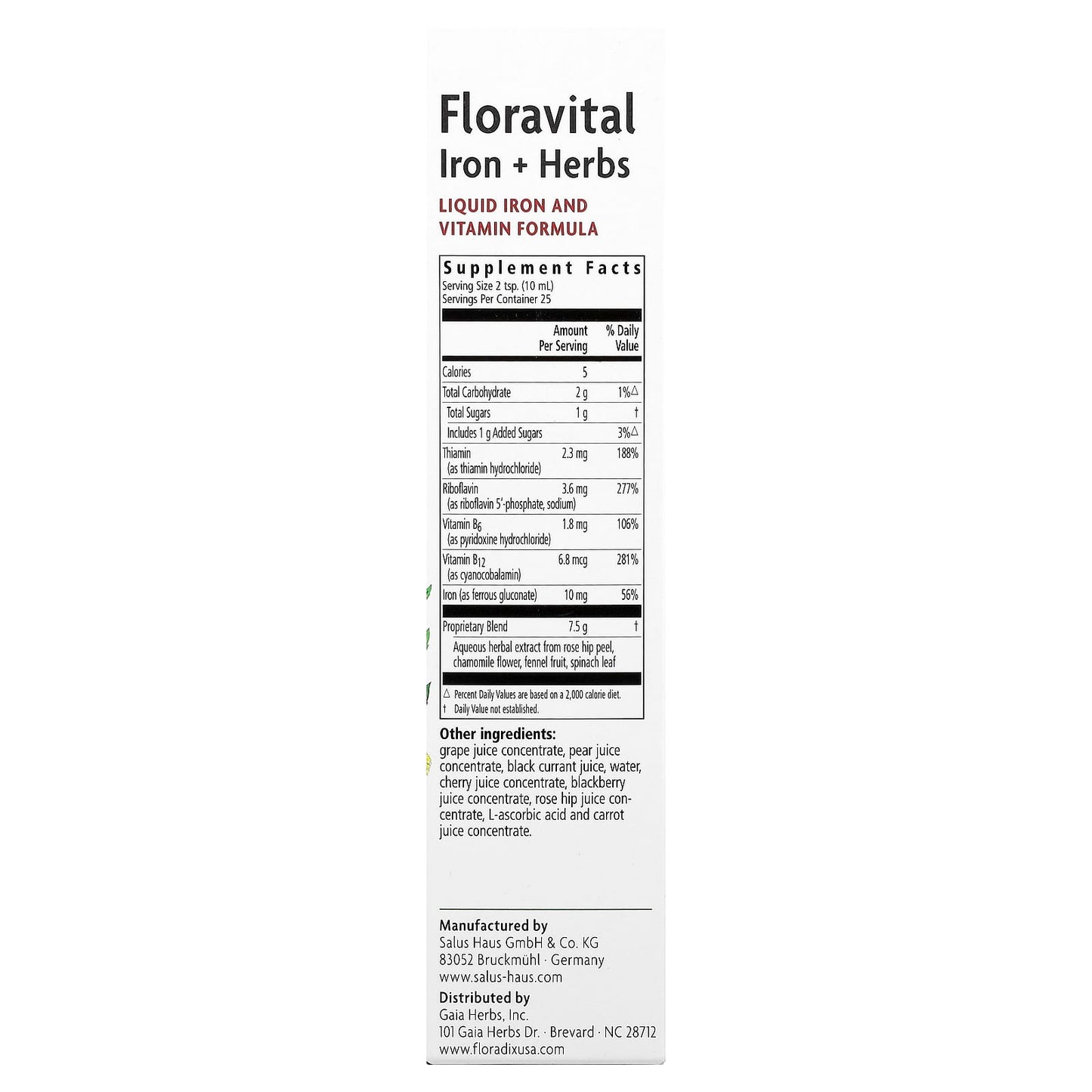 Floradix Floravital Liquid Iron Supplement, 8.5 fl oz (250 ml) - Image 2