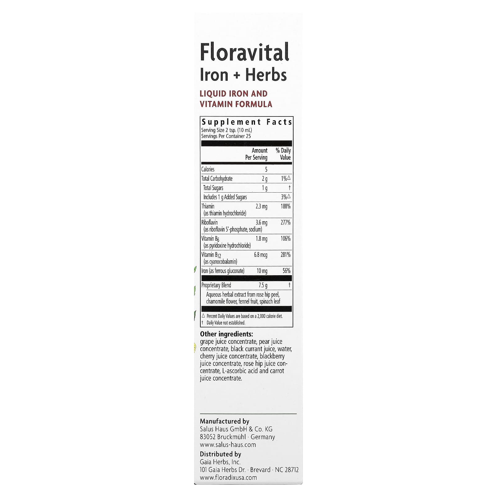 Floradix Floravital Liquid Iron Supplement, 8.5 fl oz (250 ml) - Image 2