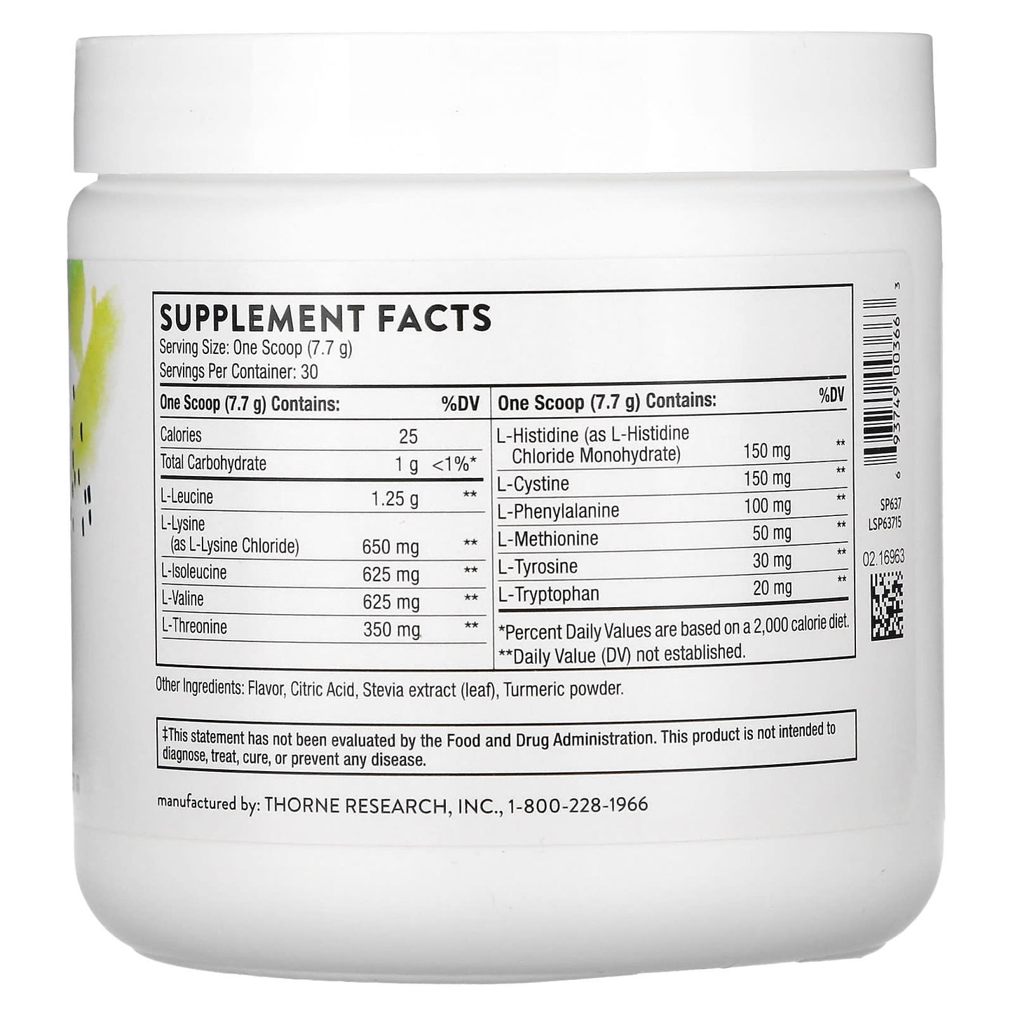 Thorne, Amino Complex, Lemon, 8.1 oz (231 g) - Image 2