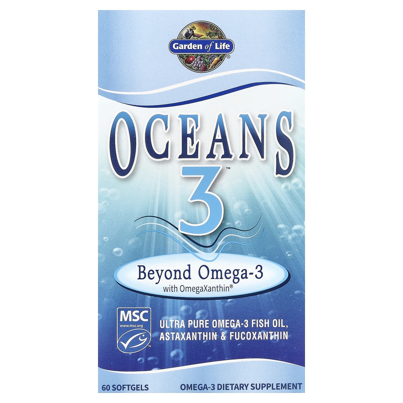 Garden of Life Oceans 3 Beyond Omega-3 with OmegaXanthin 60 Softgels - Image 1