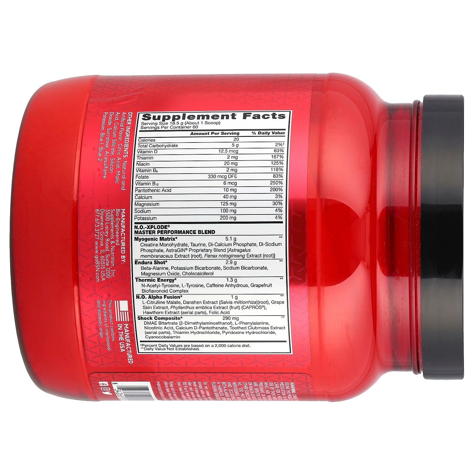 BSN N.O.-Xplode Blue Raz Pre Workout Powder - 2.45lb - Image 2