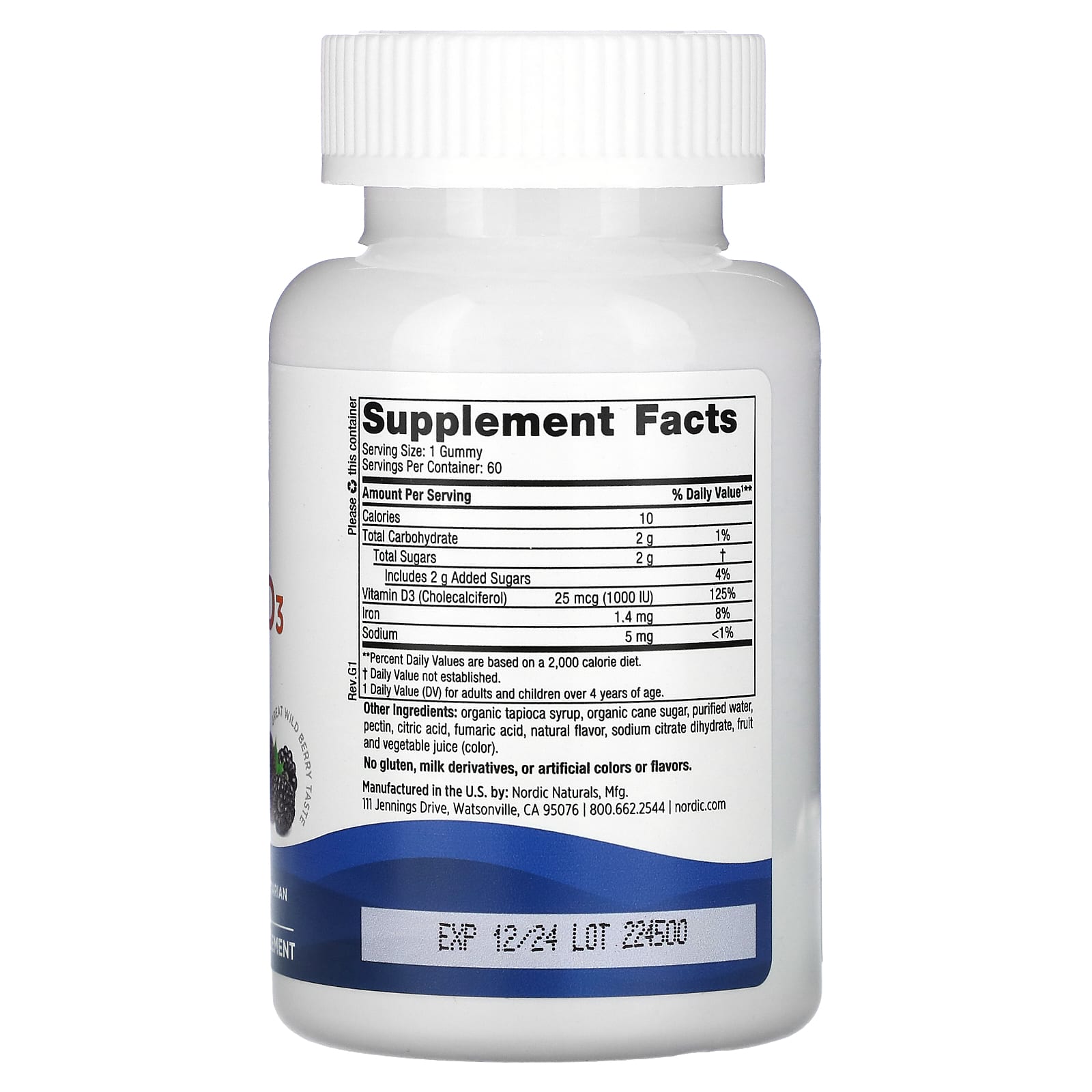 Nordic Naturals, Vitamin D3 Gummies, Wild Berry, 25 mcg (1,000 IU), 60 Gummies - Image 2