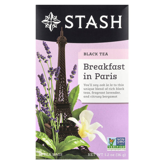 Stash Tea, Black Tea, Breakfast in Paris, 18 Tea Bags, 1.2 oz (36 g) - Image 1