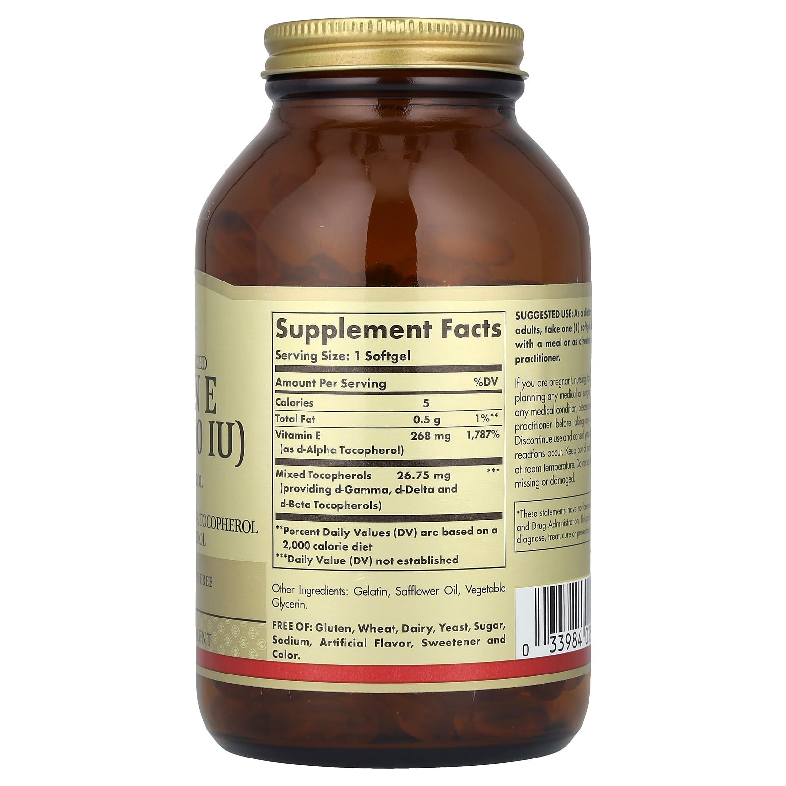 Solgar, Vitamin E, d-Alpha Tocopherol Plus d-Gamma Tocopherol, d-Delta Tocopherol and d-Beta Tocopherol, 250 Softgels - Image 2