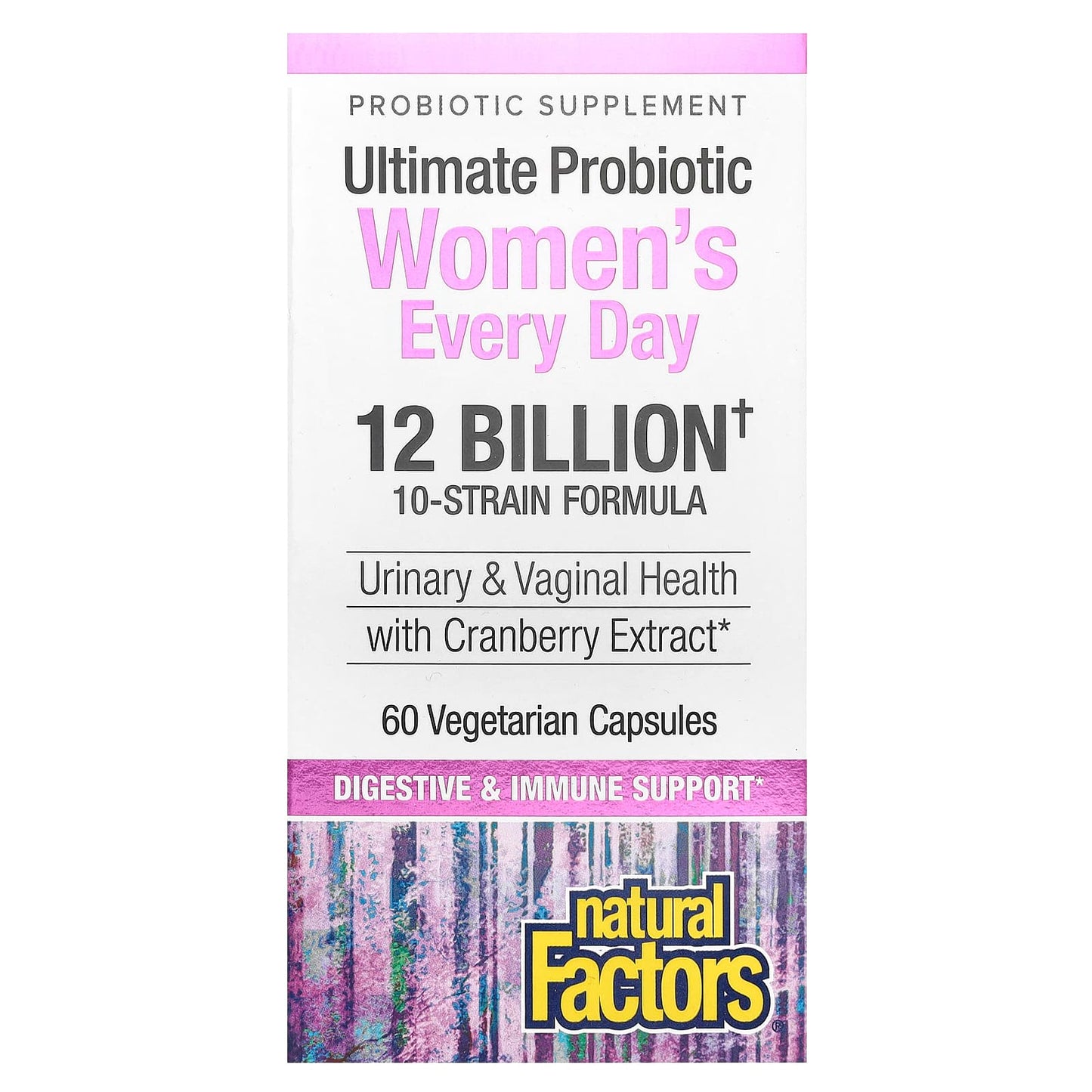 Natural Factors, Ultimate Probiotic Women's Every Day, 12 Billion, 60 Vegetarian Capsules - Image 1