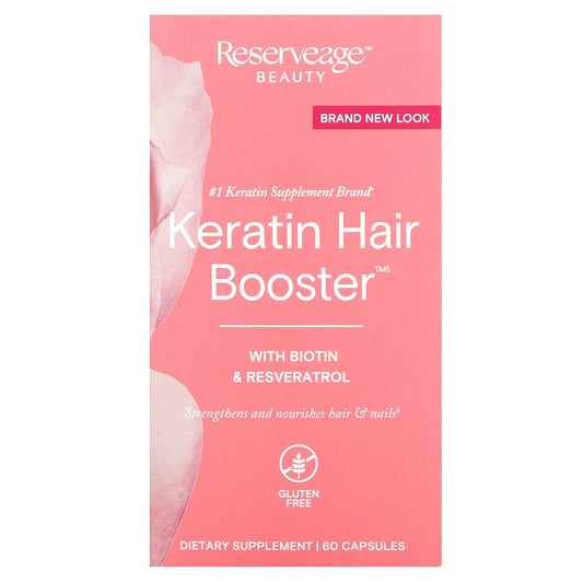 Reserveage Beauty, Keratin Hair Booster with Biotin & Resveratrol, 60 Capsules - Image 1