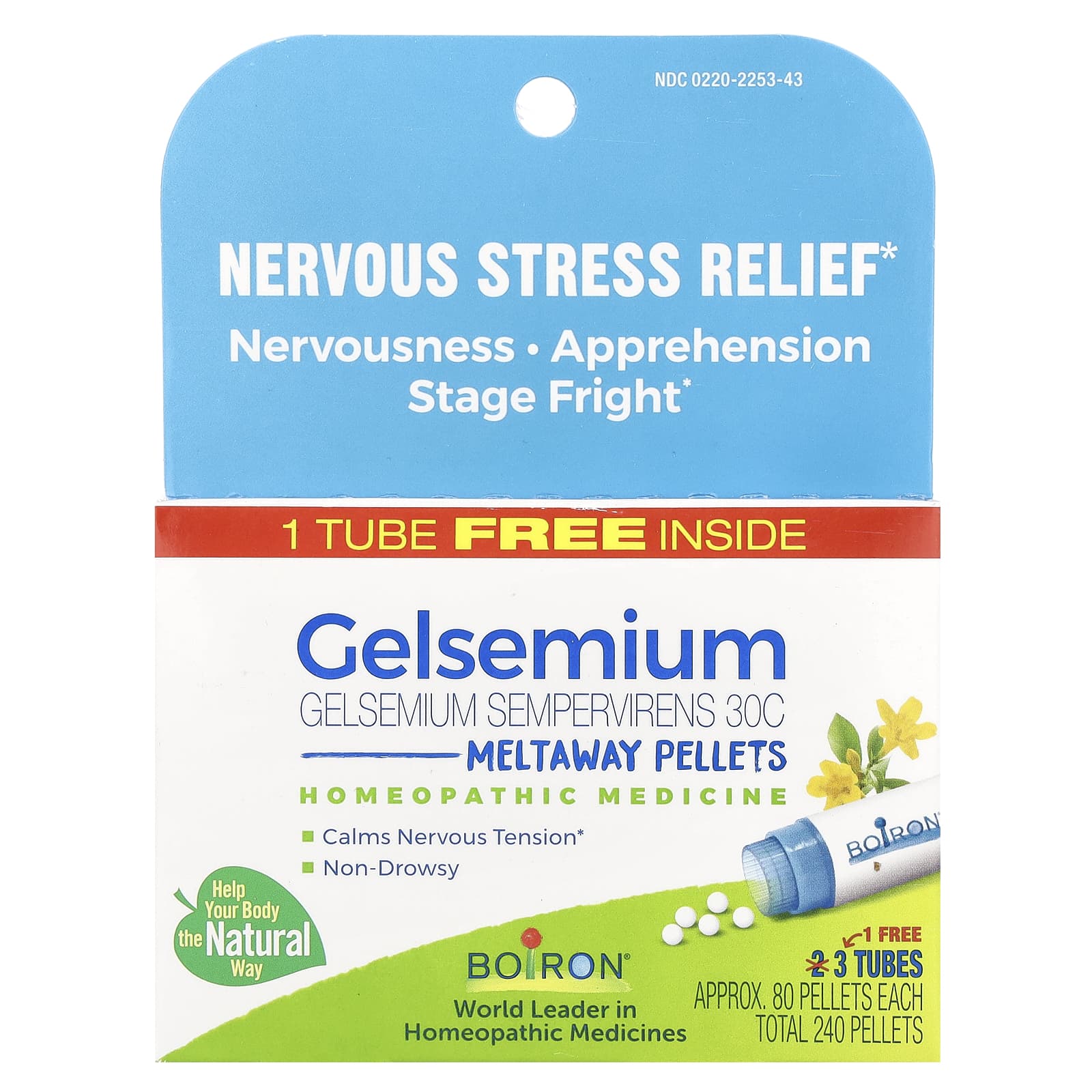Relieve Nervous Stress with Boiron Gelsemium, 30C, 240 Pellets - Image 1