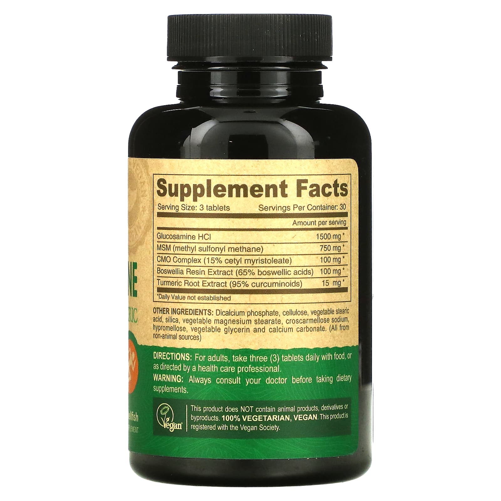 Vegan Glucosamine MSM Supplement by Deva, 90 Tablets - Image 2