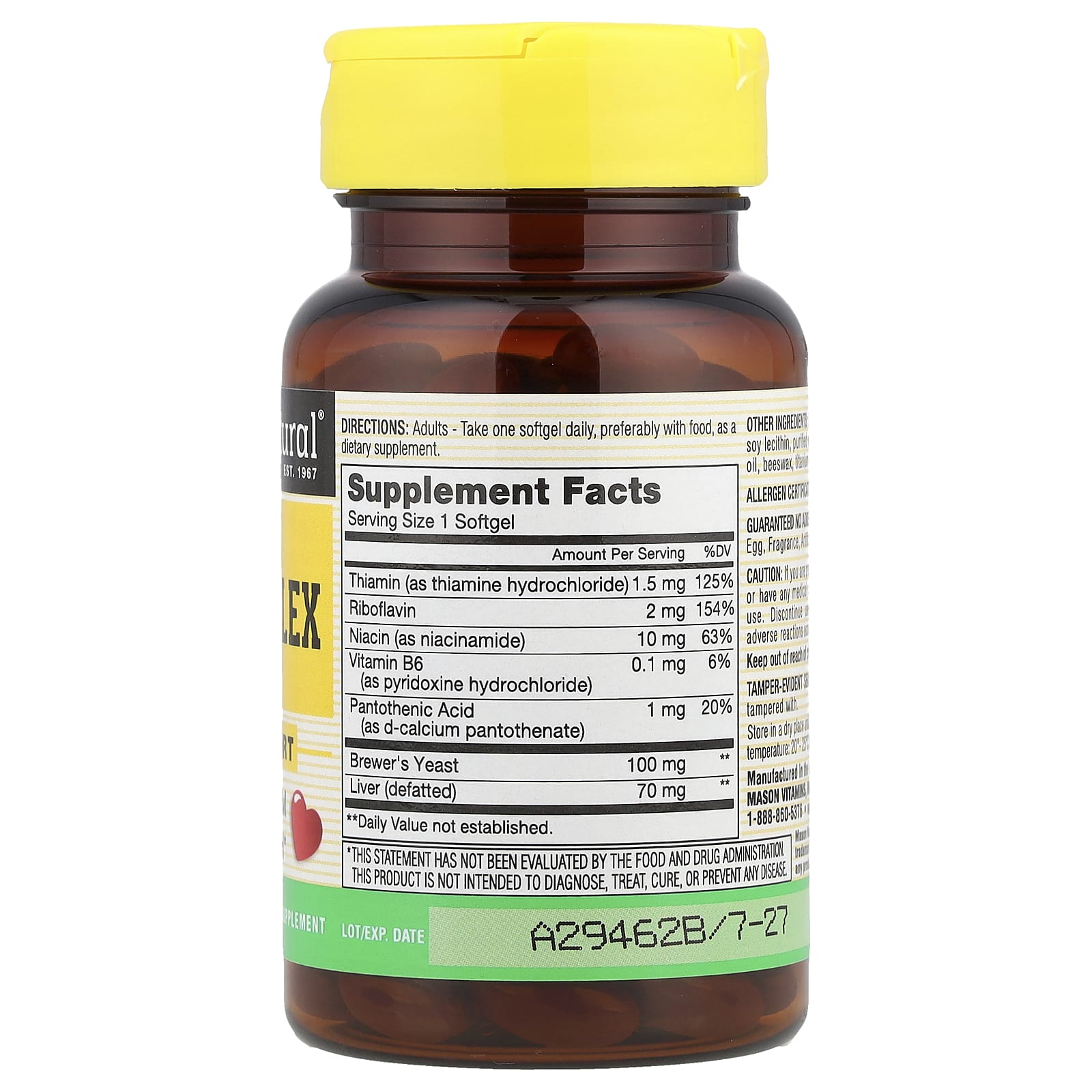Mason Natural, B-Complex, 100 Softgels