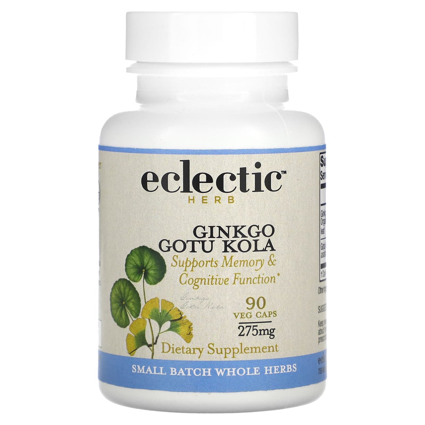 Ginkgo Gotu Kola Supplement for Cognitive Function - 275mg, 90 Caps - Image 1